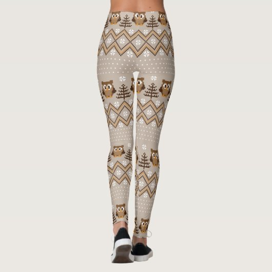 Retro-Owl-Strickdesign Leggings (Rückseite)