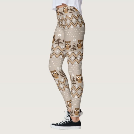 Retro-Owl-Strickdesign Leggings (Links)