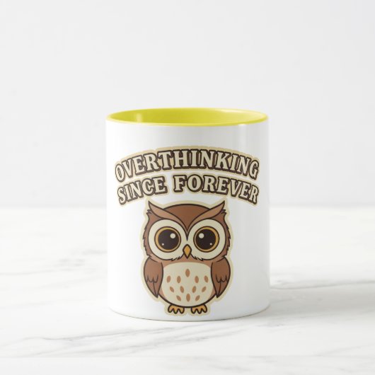 Retro Owl Thinking Mode Color Inside Mug Tasse (Zentrum)