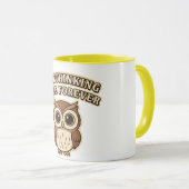 Retro Owl Thinking Mode Color Inside Mug Tasse (VorderseiteRechts)