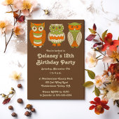 Retro Owls auf braunem benutzerdefinierten Party Einladung