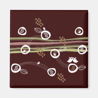 Retro Owls Familie Niedliche whimsical Streifen Ne Magnet