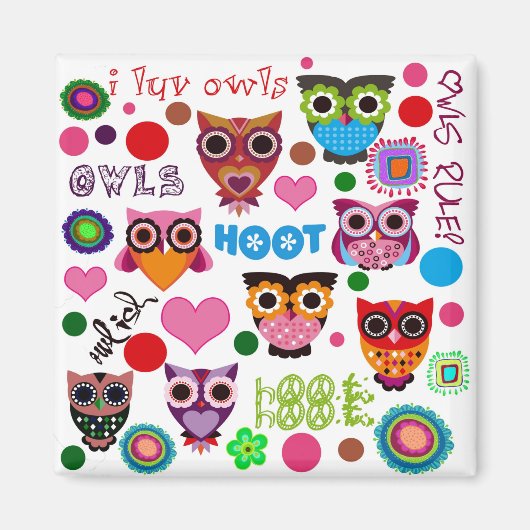 Retro Owls Magnet (Vorne)