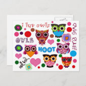 Retro Owls Postkarte (Vorne/Hinten)
