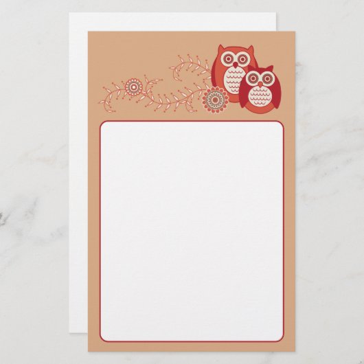 Retro Owls Stationierung Briefpapier (Vorne/Hinten)