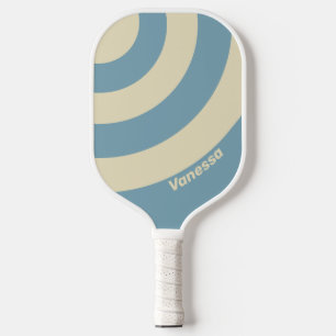 Retro Ozean Drei Kreise Streifen mit Namen Pickleball Schläger