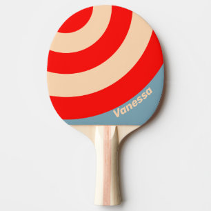 Retro Ozean Horizont Kreis Streifen mit Namen Tischtennis Schläger