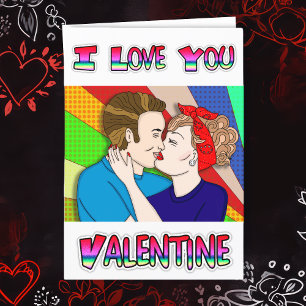 Retro Paar beim Küssen   Valentinstag  Karte