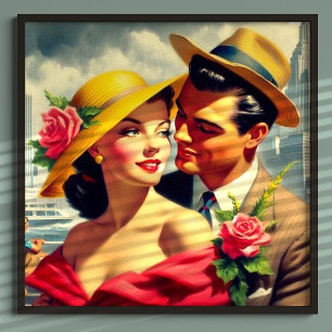 Retro-Paar-Gemälde aus den 1950er Jahren Poster