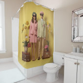 Retro-Paar in Gelb Duschvorhang (Beispiel)