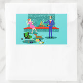 Retro-Paar mit Dog-Aufklebern Rechteckiger Aufkleber (Tasche)