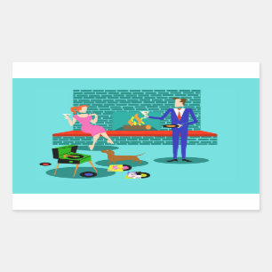 Retro-Paar mit Dog Stickers