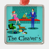 Retro-Paar mit Hund Weihnachtsschmuck (Vorne)