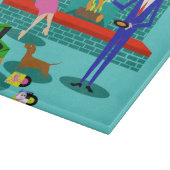 Retro-Paar mit Hundeband Schneidebrett (Ecke)