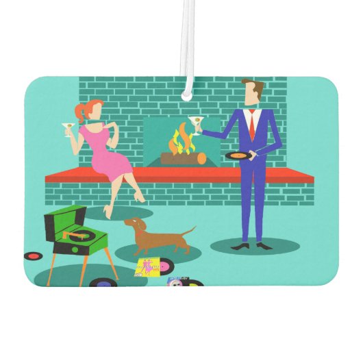 Retro-Paar mit Hundeluft-Freshener Autolufterfrischer (Rückseite)