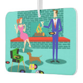 Retro-Paar mit Hundeluft-Freshener Autolufterfrischer (Links)