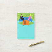 Retro-Paar mit Katzennachrichten Post-it Klebezettel (Auf Schreibtisch)