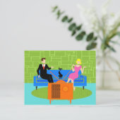 Retro-Paar mit Katzenpostkarte Postkarte (Stehend Vorderseite)