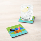 Retro-Paar mit katzharten Kunststoff-Untersetzer Untersetzer (Rechte Seite)