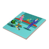 Retro-Paar mit Keramik für Hunde Fliese (Seite)