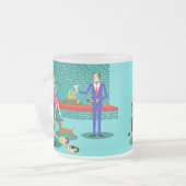 Retro-Paar mit Mattierter Tasse aus Hund (Vorderseite Links)