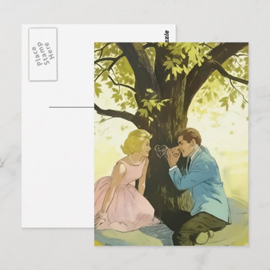 Retro-Paar Postkarte (Vorne/Hinten)