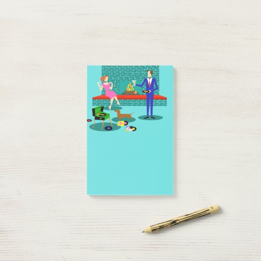 Retro Paare mit Hundepost-itanmerkungen Post-it Klebezettel (Auf Schreibtisch)