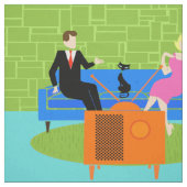 Retro Paare mit Katzen-Gewebe Stoff (Muster)