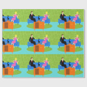 Retro Paare mit Katzen-Packpapier Geschenkpapier (Flach)