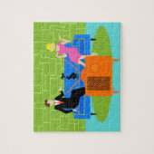Retro Paare mit Katzen-Puzzlespiel Puzzle (Vertikal)