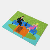 Retro Paare mit Katzen-Tür-Matte Fußmatte (Schrägansicht)