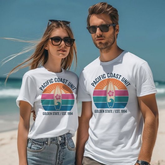 Retro Pacific Coast Surfbrett T-Shirt