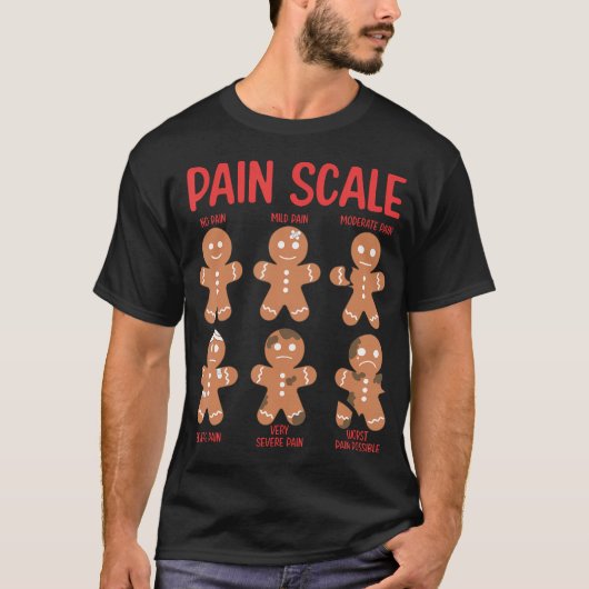 Retro Pain Scale Gingerbrei Trauma Nurse Christma T-Shirt (Vorderseite)