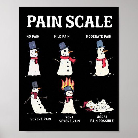 Retro Pain Scale Snowman Trauma Nurse Christmas Nu Poster (Vorne)