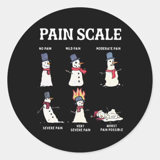 Retro Pain Scale Snowman Trauma Nurse Christmas Nu Runder Aufkleber (Vorderseite)