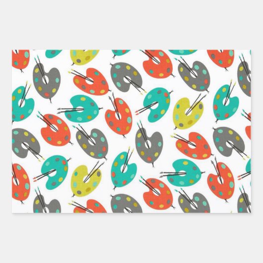 Retro Paint Palettes Geschenkpapier Set (Vorderseite 3)