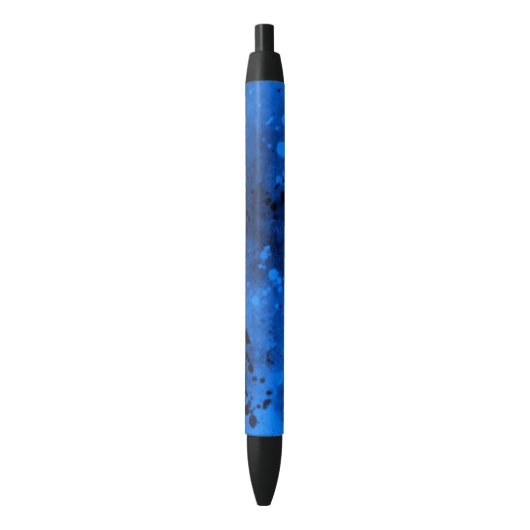 Retro Paint Spritzer Effect Blau & Schwarz Kugelschreiber (Vorderseite Vertikal)
