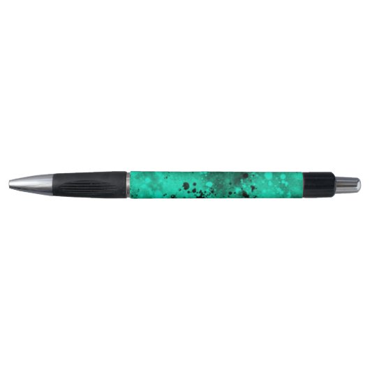 Retro Paint Spritzer Effect Green & Black Kugelschreiber (Vorderseite)