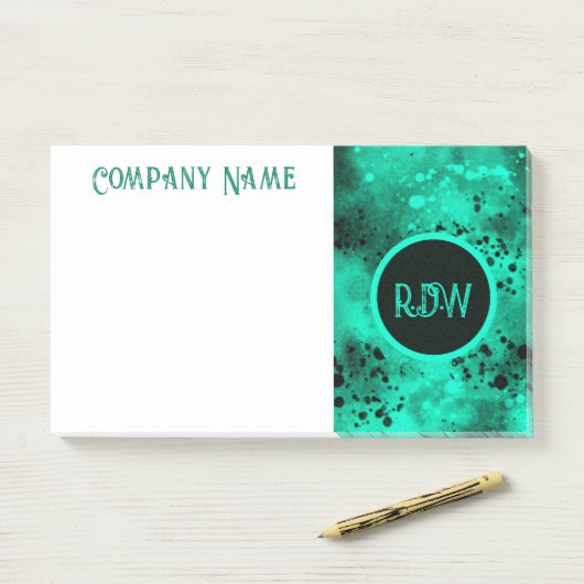 Retro Paint Spritzer Effect Green & Black Post-it Klebezettel (Auf Schreibtisch)