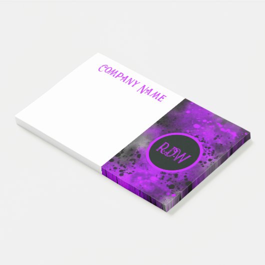 Retro Paint Spritzer Effect Lila & schwarz Post-it Klebezettel (angewinkelt)