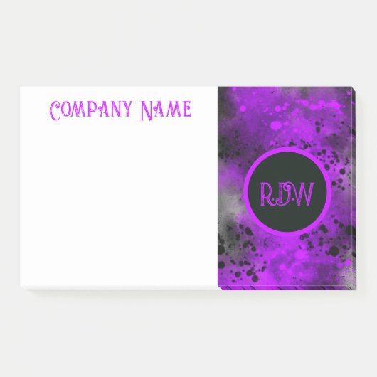 Retro Paint Spritzer Effect Lila & schwarz Post-it Klebezettel (Vorderseite)