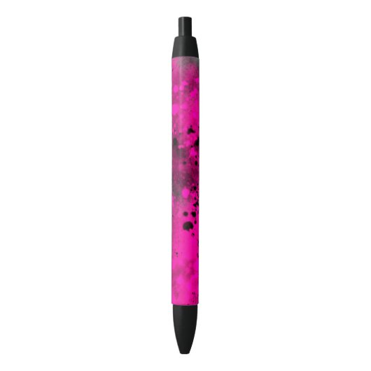 Retro Paint Spritzer Effect Pink & Black Kugelschreiber (Vorderseite Vertikal)