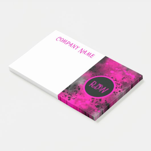 Retro Paint Spritzer Effect Pink & Black Post-it Klebezettel (angewinkelt)