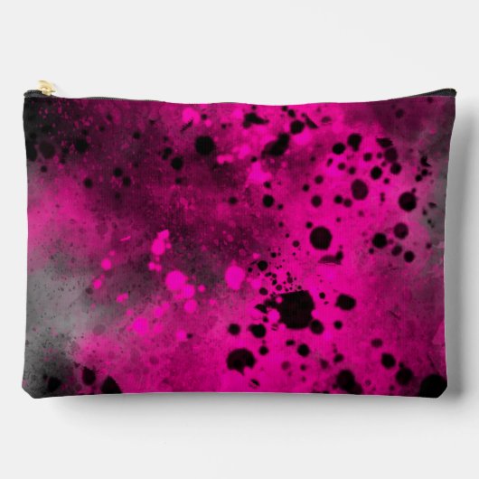 Retro Paint Spritzer Effect Pink & Black Zubehörtasche (Vorderseite)