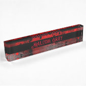Retro Paint Spritzer Effect Red & Black Namensplakette