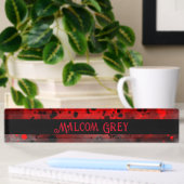 Retro Paint Spritzer Effect Red & Black Namensplakette