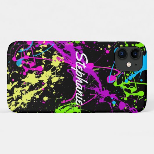 Retro Paint Spritzer Neon Custom Case-Mate iPhone Hülle (Rückseite (Horizontal))