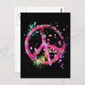 RETRO PAINT SPRITZER PEACE SIGN POSTKARTE (Vorne/Hinten)