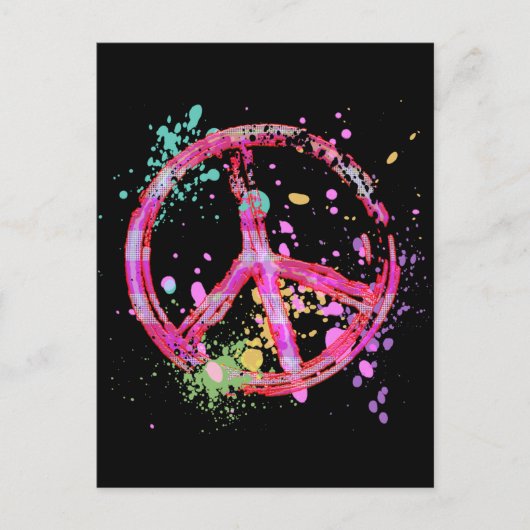 RETRO PAINT SPRITZER PEACE SIGN POSTKARTE (Vorderseite)