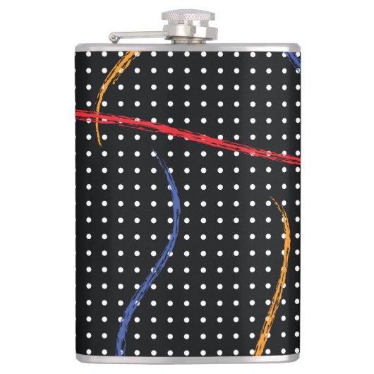 Retro Paint Spritzer und Punkte Flachmann (Vorderseite)